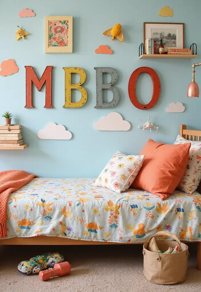 29 Vintage Metal Letter Decor Ideas That Tell A Story 6. Playful Kids Room Decor 20251013 164001