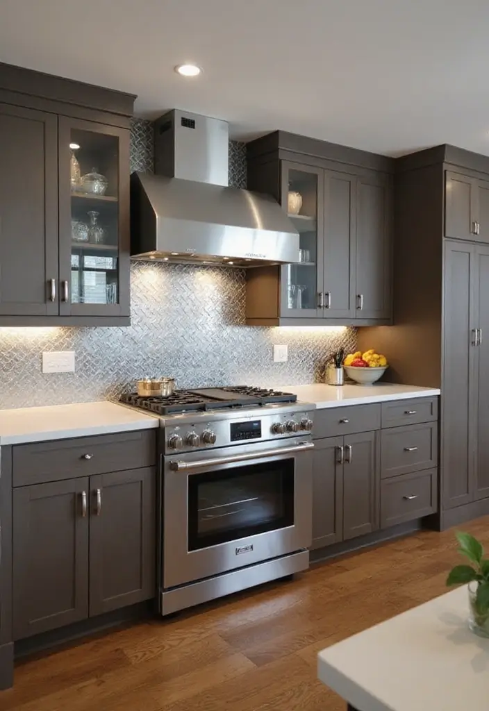 30+ Home Decor Inspirations With Metal Accents - 24. Metal Backsplashes