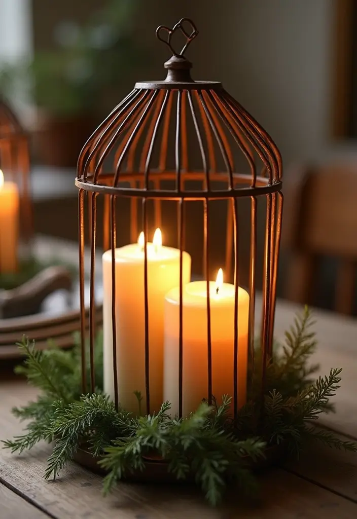 30 Metal Bird Cage Decor Ideas For Vintage Charm - 10. Rustic Candlestick Holder