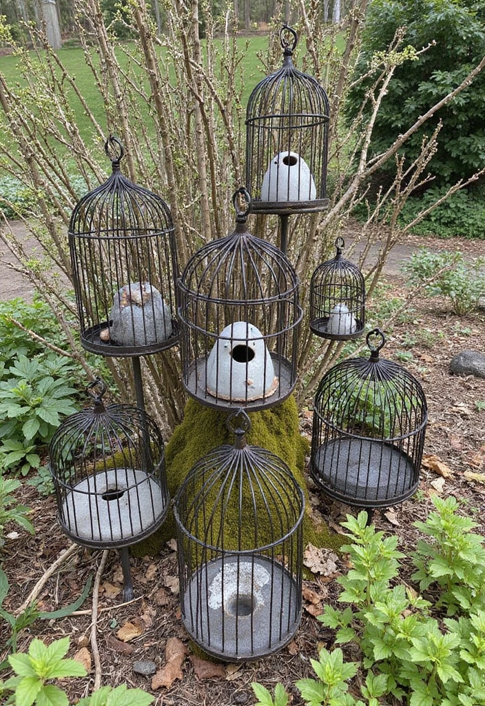 30 Metal Bird Cage Decor Ideas For Vintage Charm - 12. Birdhouse Display