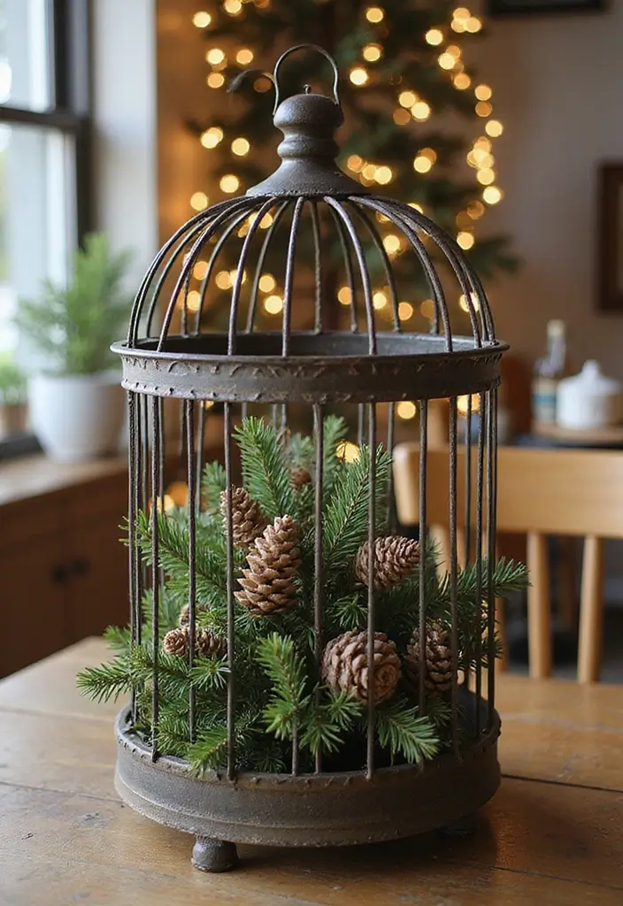 30 Metal Bird Cage Decor Ideas For Vintage Charm - 16. Holiday Decoration