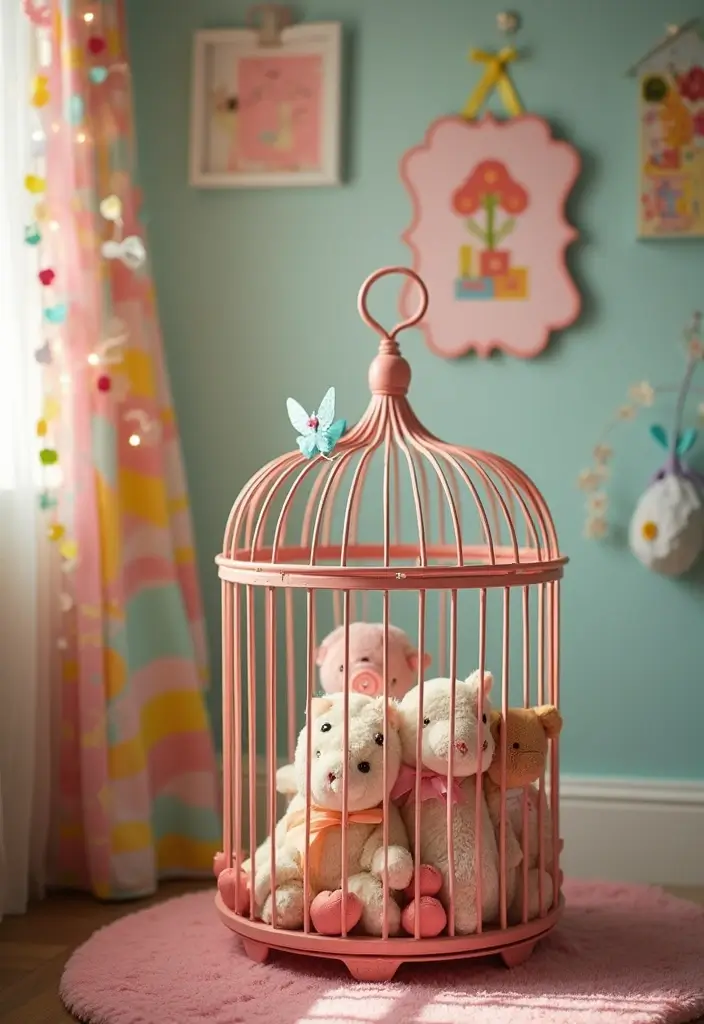 30 Metal Bird Cage Decor Ideas For Vintage Charm - 18. Adorable Kids' Room Feature