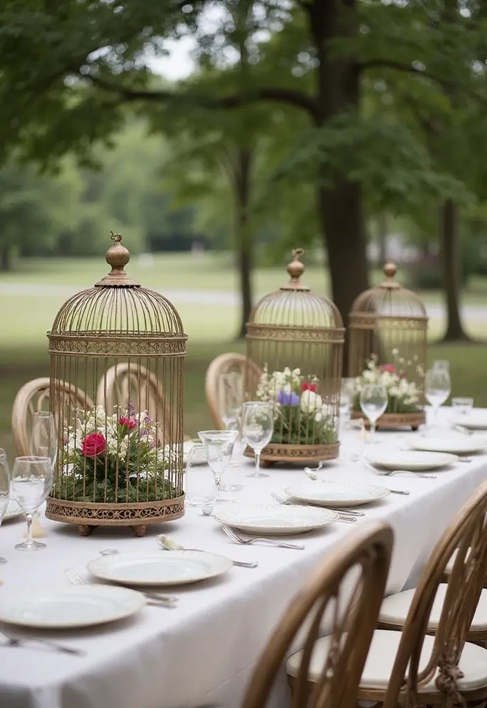 30 Metal Bird Cage Decor Ideas For Vintage Charm - 19. Beautiful Wedding Decor