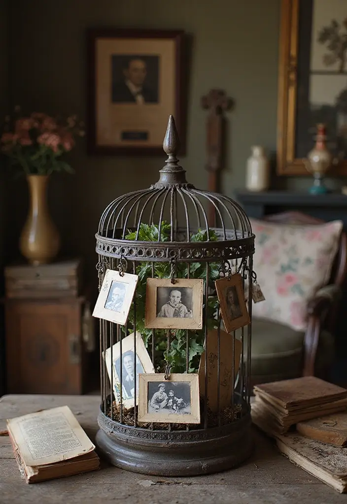 30 Metal Bird Cage Decor Ideas For Vintage Charm - 26. Nostalgic Living Room Decor