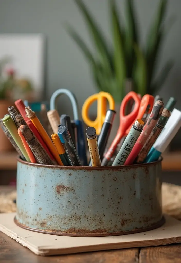 30 Metal Tray Decor Ideas For Tables And Counters 19. Craft Supply Organizer