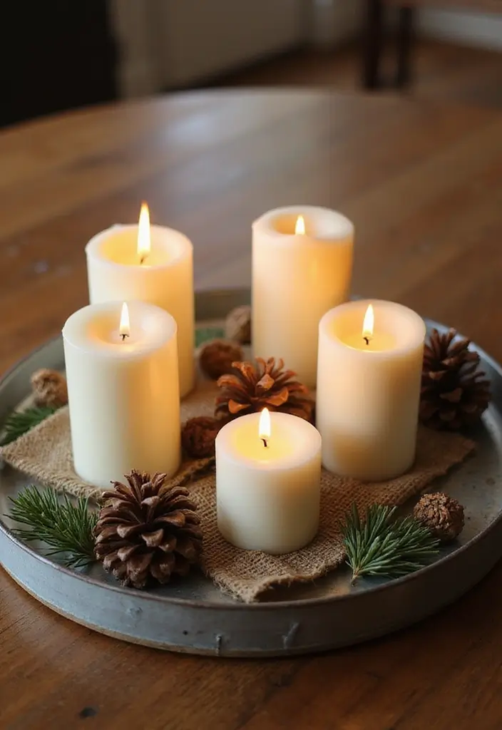 30 Metal Tray Decor Ideas For Tables And Counters 2. Cozy Candle Display