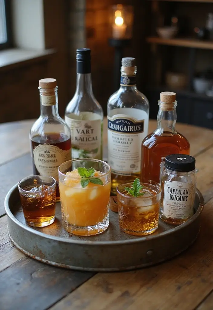 30 Metal Tray Decor Ideas For Tables And Counters 23. Mini Bar Setup