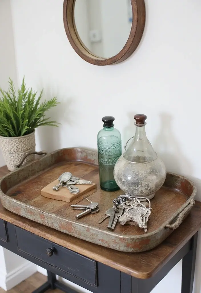 30 Metal Tray Decor Ideas For Tables And Counters 28. Console Table Display