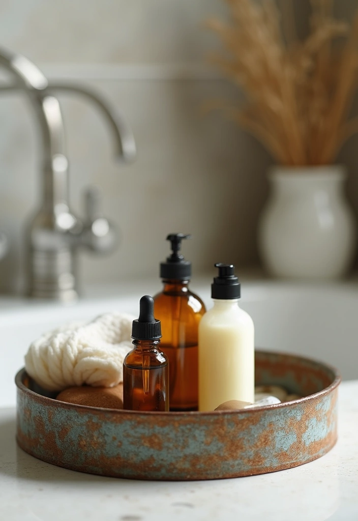 30 Metal Tray Decor Ideas For Tables And Counters 29. Bathroom Spa Tray