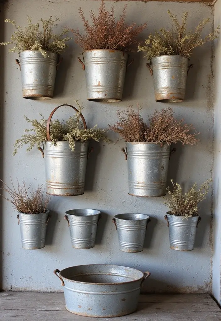 30+ Metal Wall Basket Decor Ideas That Add Texture - 1. Vintage Charm with Weathered Metal Baskets