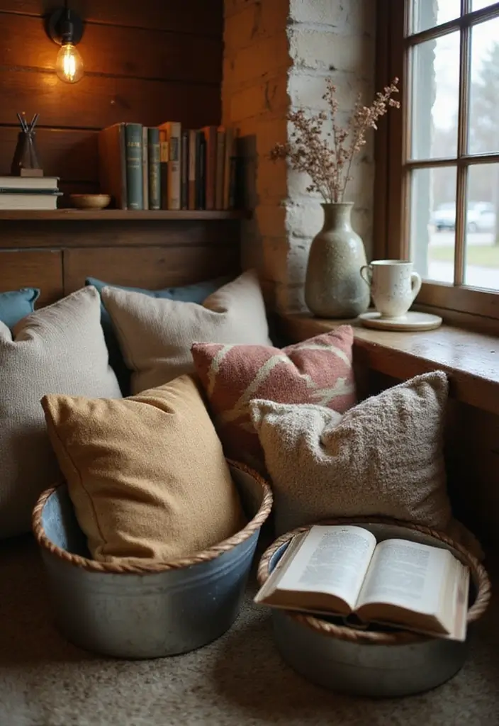 30+ Metal Wall Basket Decor Ideas That Add Texture - 20. Create an Inspiring Reading Nook