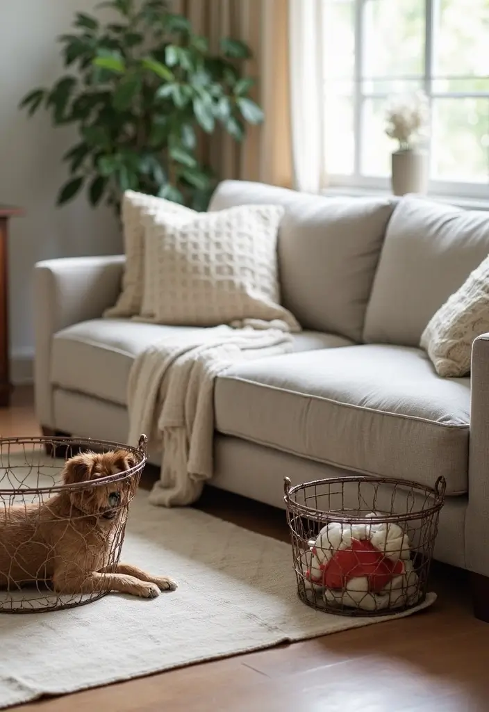 30+ Metal Wall Basket Decor Ideas That Add Texture - 25. Unique Pet Accessory Storage