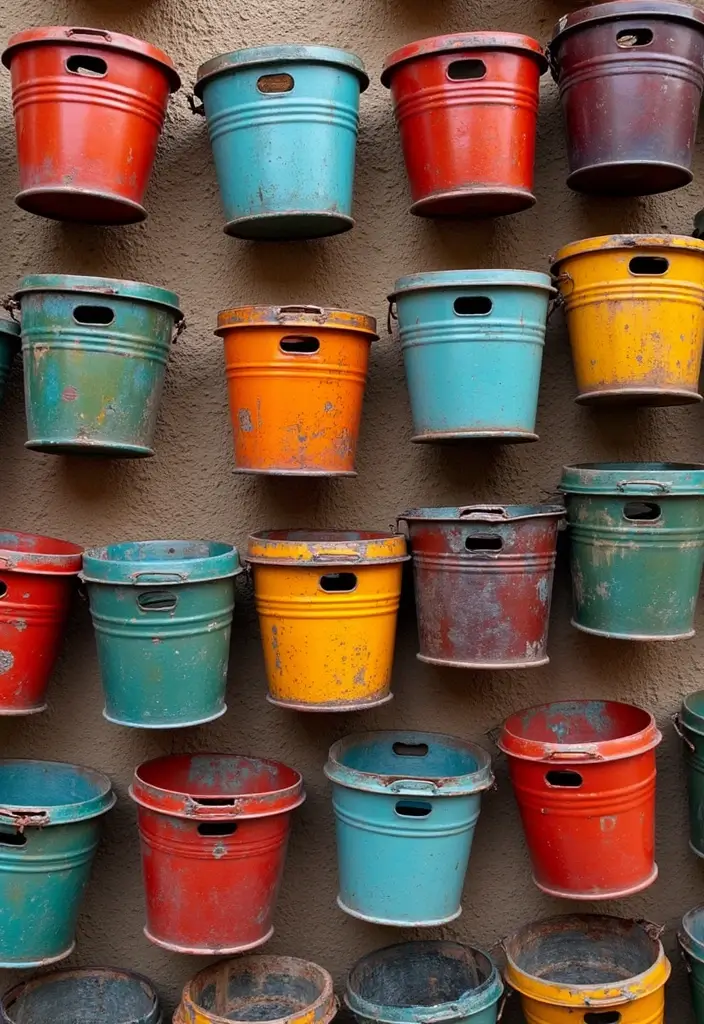 30+ Metal Wall Basket Decor Ideas That Add Texture - 6. Artistic Balance with Shape and Color