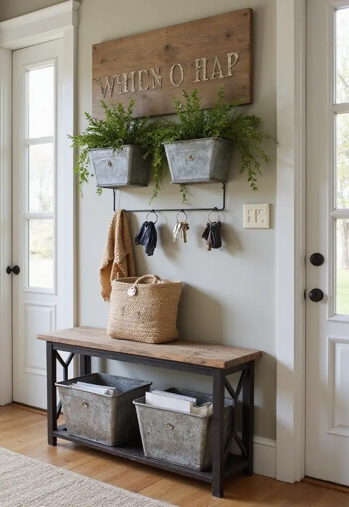 30+ Metal Wall Basket Decor Ideas That Add Texture - 8. The Perfect Entryway Solution