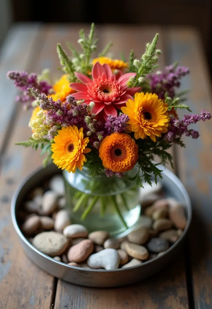 30 Round Metal Tray Decor Ideas For Centerpieces 1 30 Round Metal Tray Decor Ideas For Centerpieces - 1. Fresh Flower Arrangement