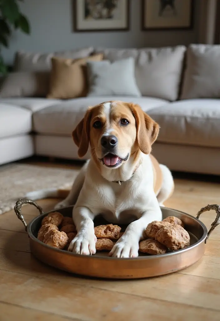 30 Round Metal Tray Decor Ideas For Centerpieces 85 30 Round Metal Tray Decor Ideas For Centerpieces - 27. Elegant Pet Treat Station