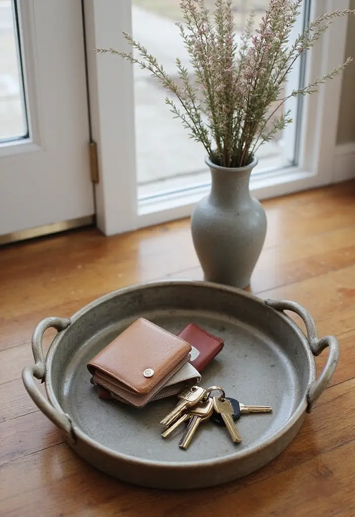 30 Round Metal Tray Decor Ideas For Centerpieces 33 30 Round Metal Tray Decor Ideas For Centerpieces - 9. Decorative Tray for Entryway
