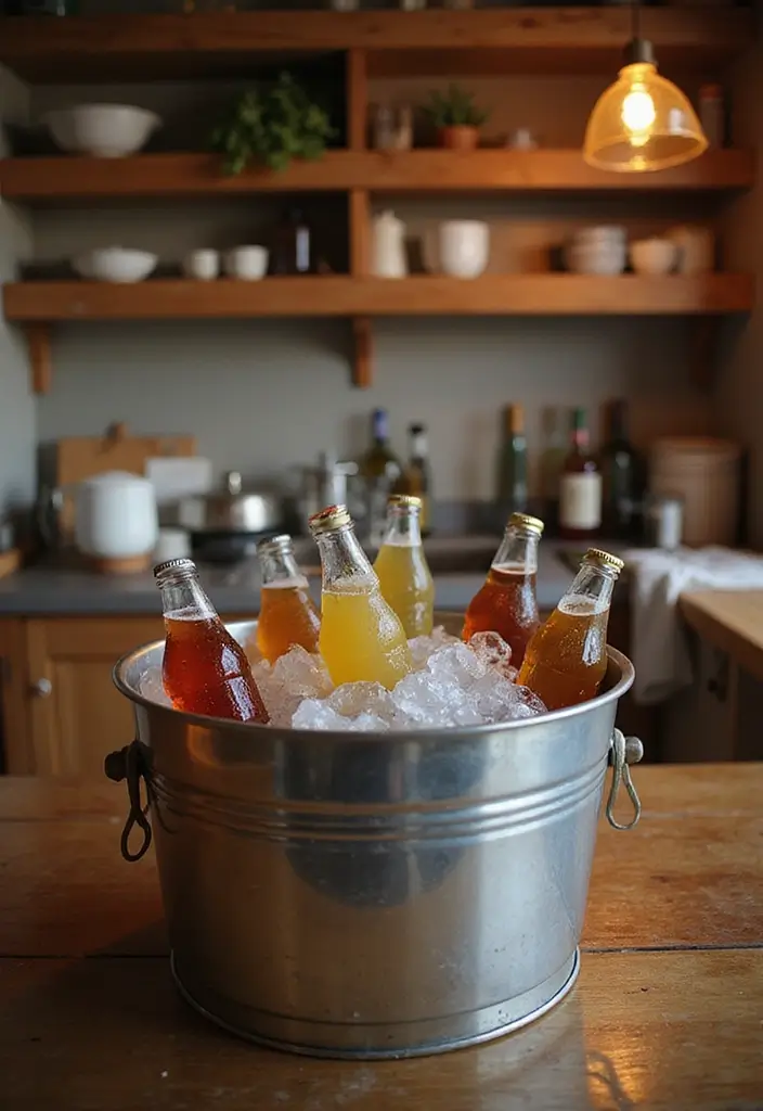 30 Rustic Kitchen Decor Ideas With Metal Containers - 18. Metal Ice Buckets for Beverage Storage