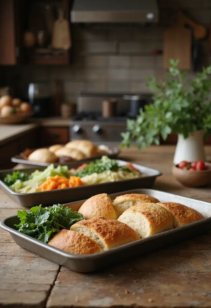 30 Rustic Kitchen Decor Ideas With Metal Containers - 19. Metal Breading Trays for Serving