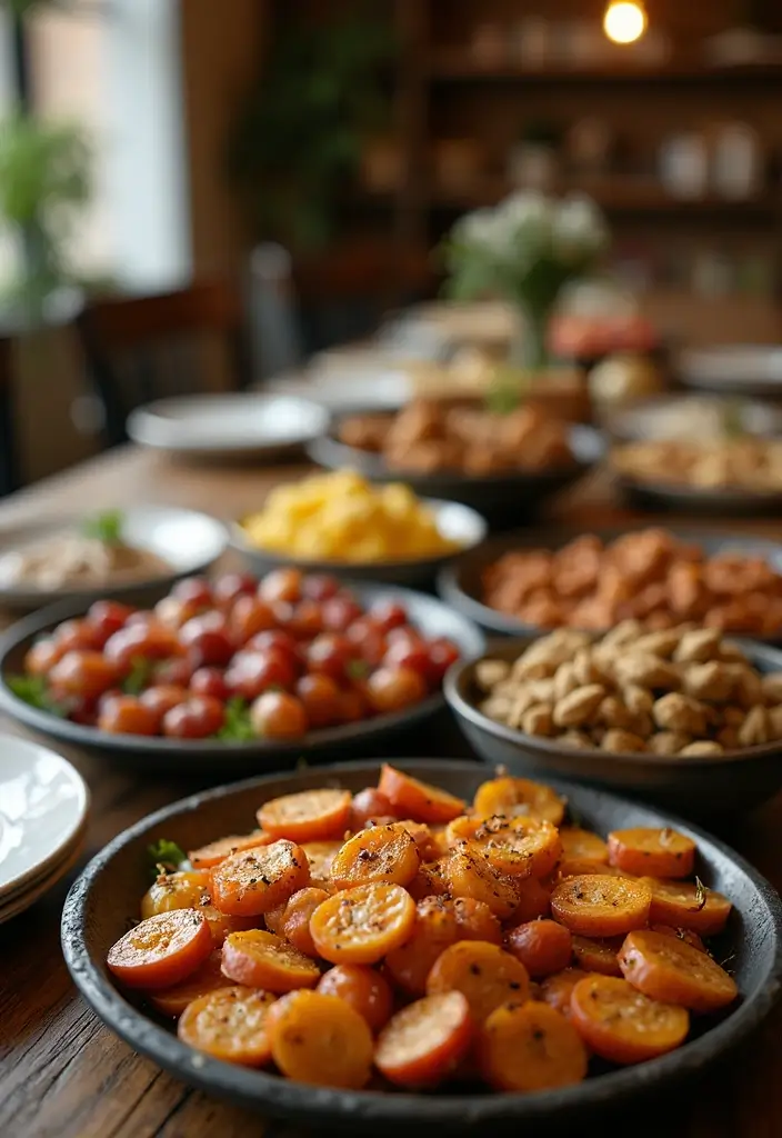 30 Rustic Kitchen Decor Ideas With Metal Containers - 24. Metal Serving Platters for Entertaining