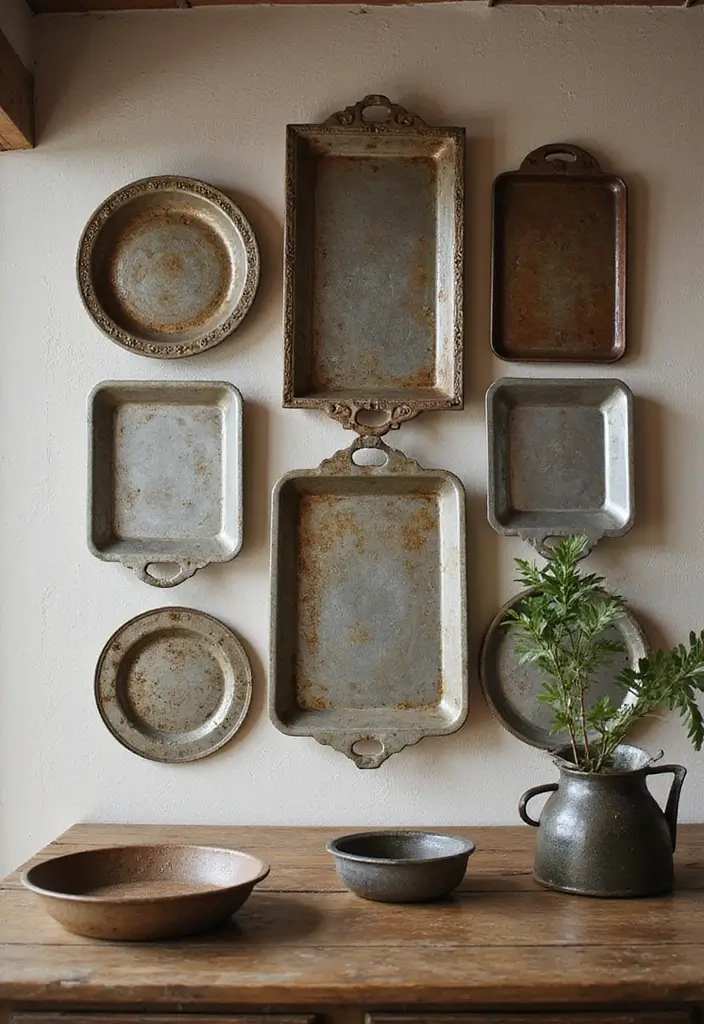 30 Rustic Kitchen Decor Ideas With Metal Containers - 26. Metal Baking Sheets for Styling