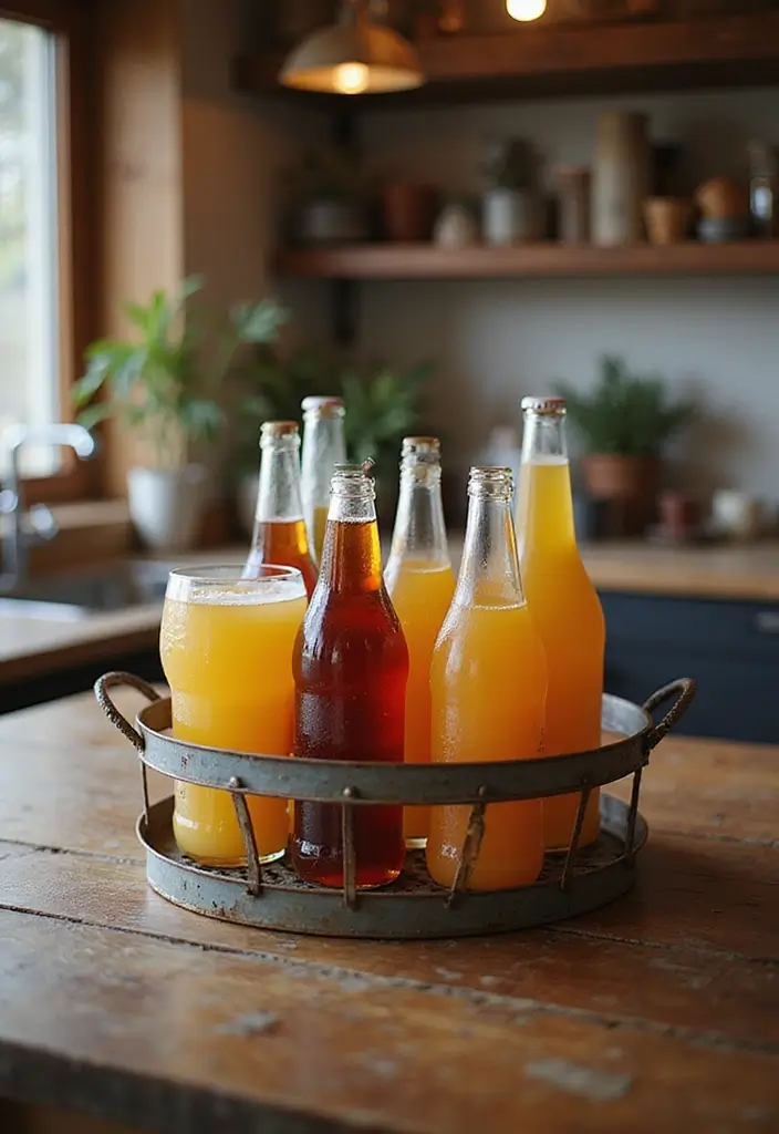 30 Rustic Kitchen Decor Ideas With Metal Containers - 27. Metal Drink Caddies for Beverage Storage