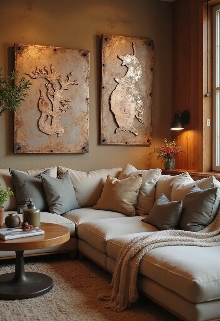 30+ Vintage Metal Wall Decor Ideas That Feel Authentic - 11. Reclaimed Metal Art