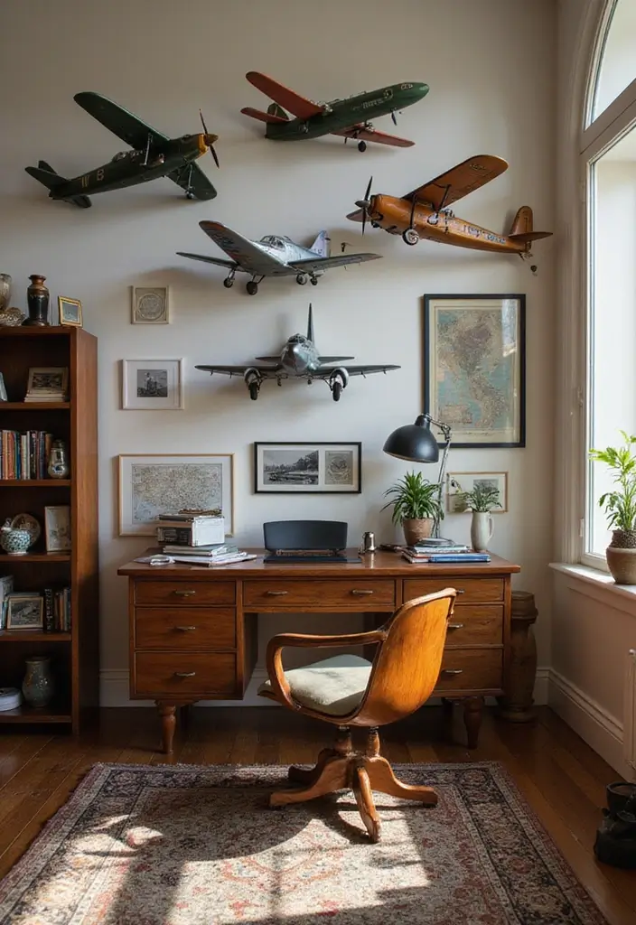 30+ Vintage Metal Wall Decor Ideas That Feel Authentic - 14. Vintage Airplane Models