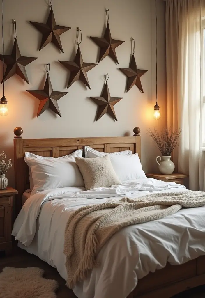 30+ Vintage Metal Wall Decor Ideas That Feel Authentic - 18. Rustic Metal Stars