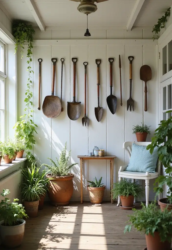 30+ Vintage Metal Wall Decor Ideas That Feel Authentic - 24. Vintage Garden Tools