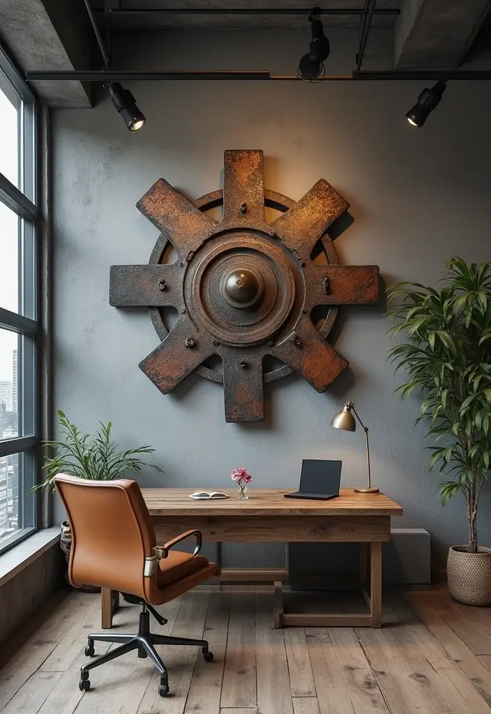 30+ Vintage Metal Wall Decor Ideas That Feel Authentic - 3. Industrial Gear Art