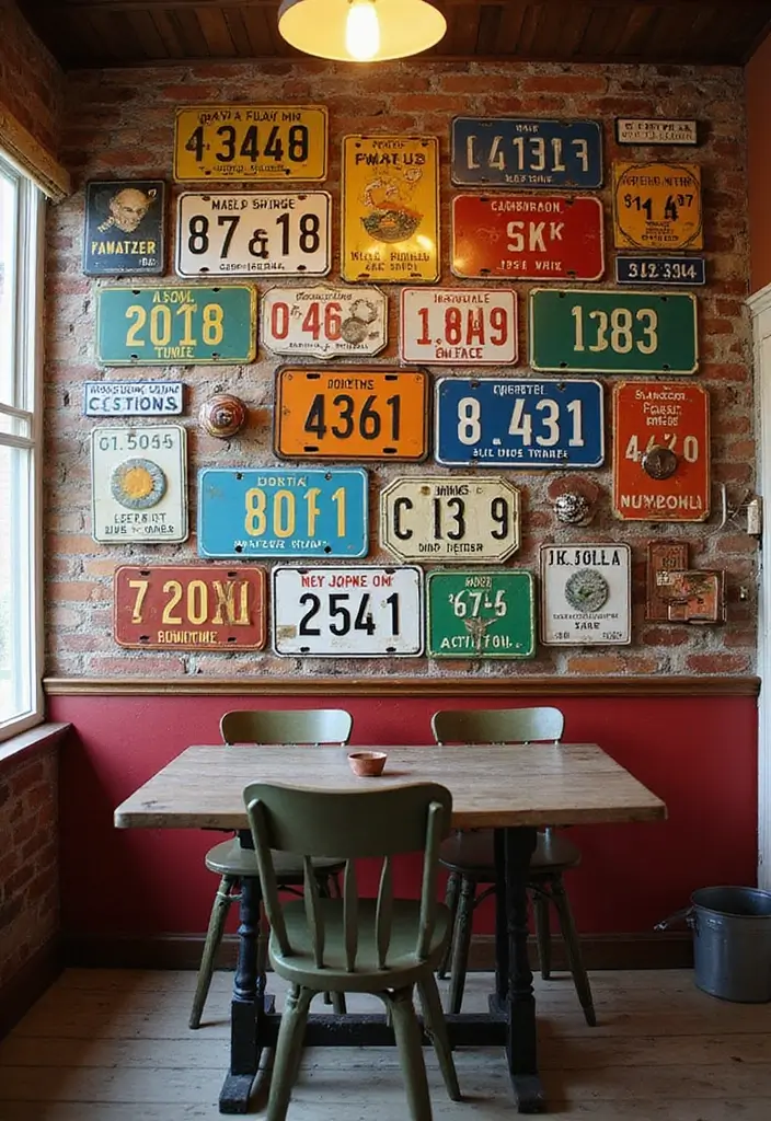 30+ Vintage Metal Wall Decor Ideas That Feel Authentic - 4. Vintage License Plates