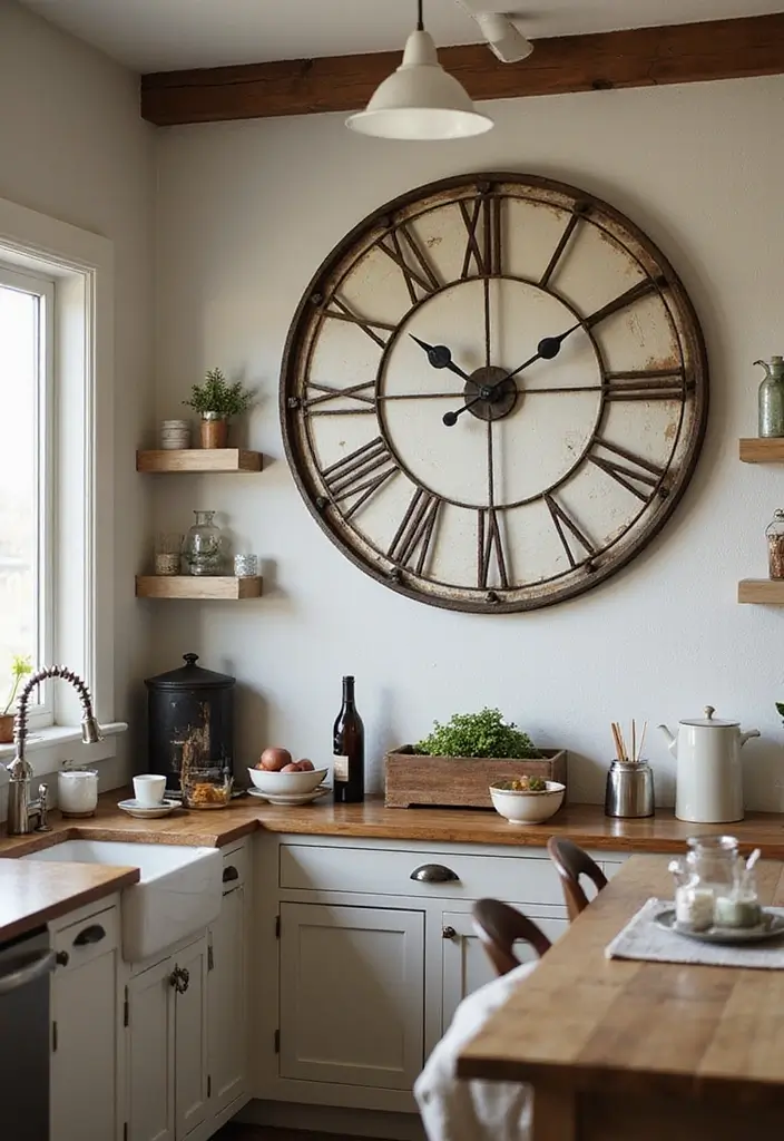 30+ Vintage Metal Wall Decor Ideas That Feel Authentic - 8. Farmhouse Clock Art